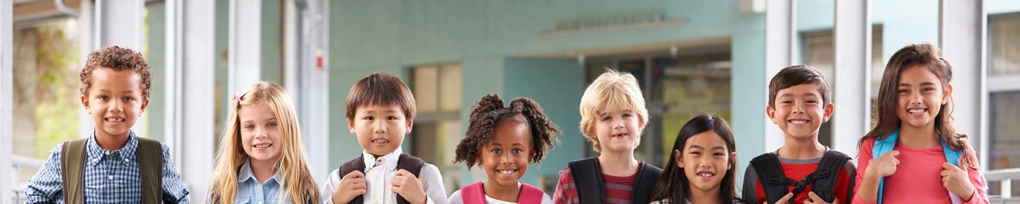 Group of elementary school students at school